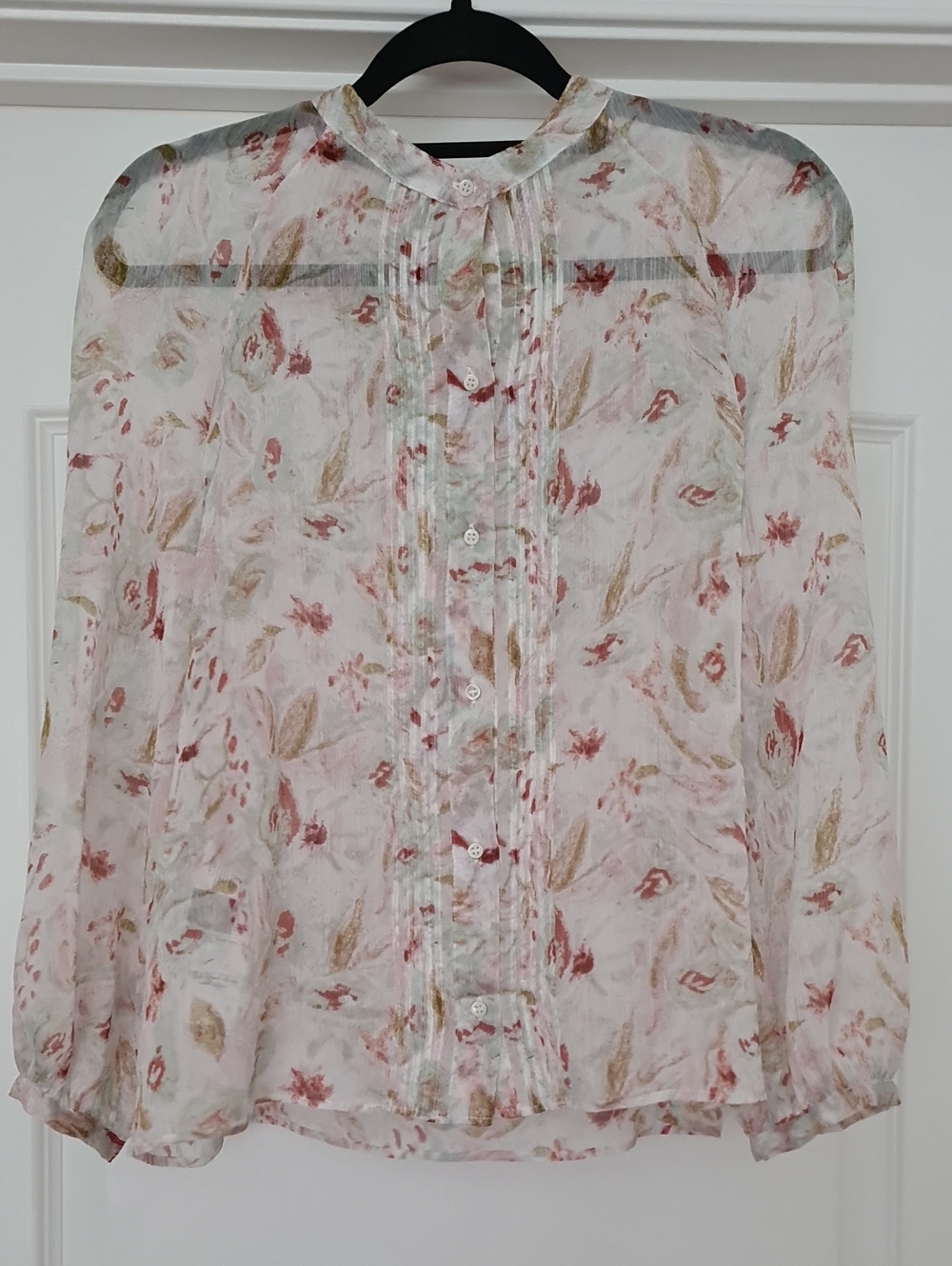 Comptoir Des Cotonniers Sheer Floral Pintuck Blouse